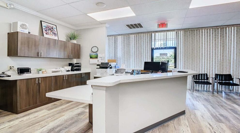 The modern and welcoming storefront of Augustine Chiropractic, the professional clinic of Dr. Nickels Augustine located in Wesley Chapel, FL.